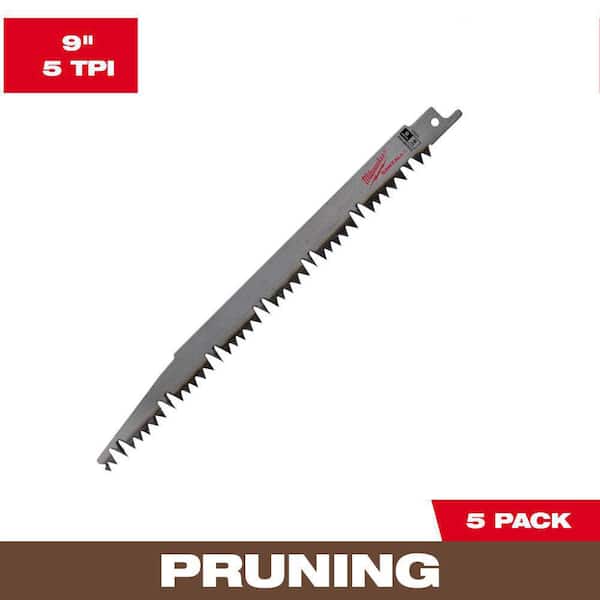 Milwaukee 9 in. 5 TPI Pruning SAWZALL Reciprocating Saw Blades (5-Pack)