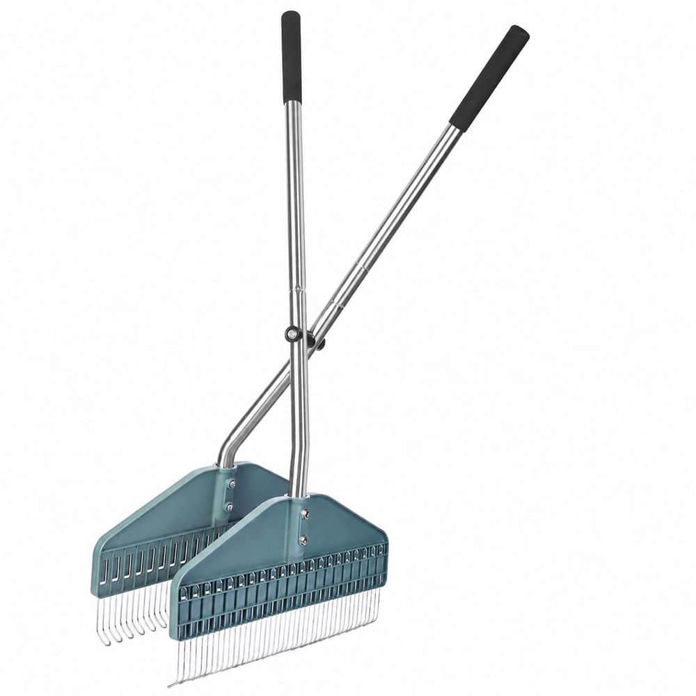 Misopily 36.6 in. Stainless Steel Handle Leaf Grabber Hard Plastic Rake ...