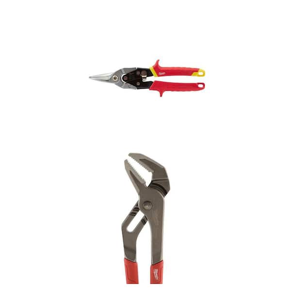 10 in. Aviation Snips and 6 in. and 10 in. Straight-Jaw Pliers Set (2-Piece) Combo
