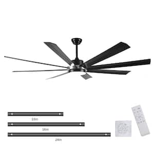 6 ft. 6 Fan Speeds Indoor Black 7200 RPM 2880 Lumen Industrial HVLS Ceiling Fan with Remote and Wall Control Included