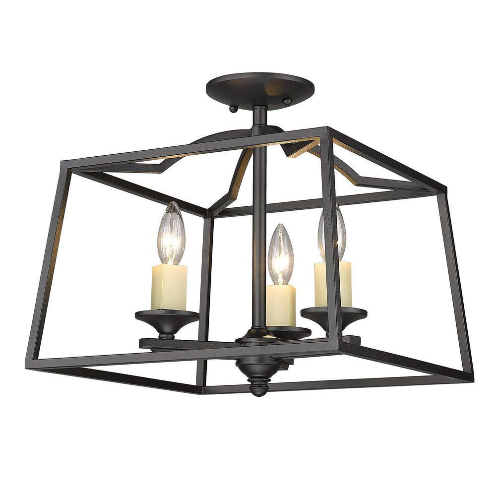 Golden Lighting Abbott Black Industrial Lantern Pendant Light