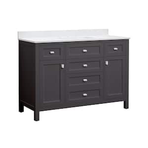 Juniper 48 in. W x 21 in. D x 34-1/2 in. H Bath Vanity in Charcoal Gray with Engineered Stone Top and Ceramic Basin