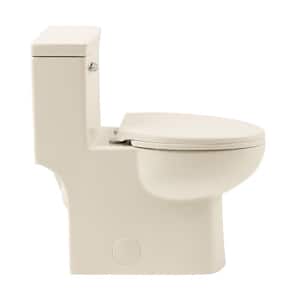 Classe 1-Piece 1.28 GPF Single Flush Elongated Toilet with Front Flush Handle in Bisque Seat Included