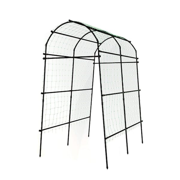 WELLFOR 71 in. H x 43 in. W Steel Garden Arch Trellis with PE Coated Metal Structure in Black