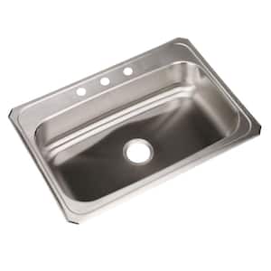 Celebrity Drop-In Stainless Steel 31 in. 3-Hole Single Bowl Kitchen Sink