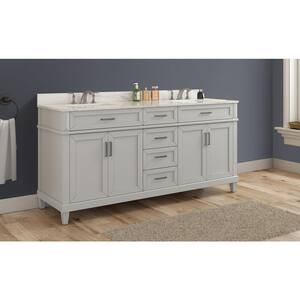 Talmore 60 in. Double Vanity in Sky Grey with Artificial Carrara Vanity Top with White Basin