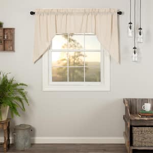 Simple Life Flax 36 in. L Cotton Swag Valance in Natural Cream Pair