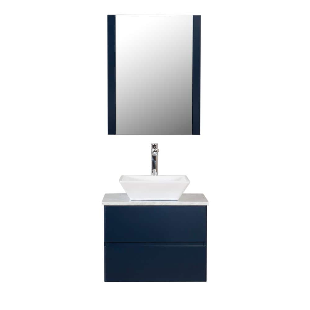 CLL Catalina Island 24 in. W x 18 in. D Bath Vanity in Navy with Marble Van