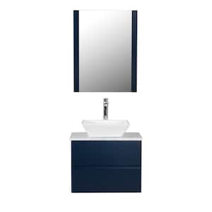 CLL Catalina Island 24 in. W x 18 in. D Bath Vanity in Navy with Marble Vanity Top in White with White Basin and Mirror
