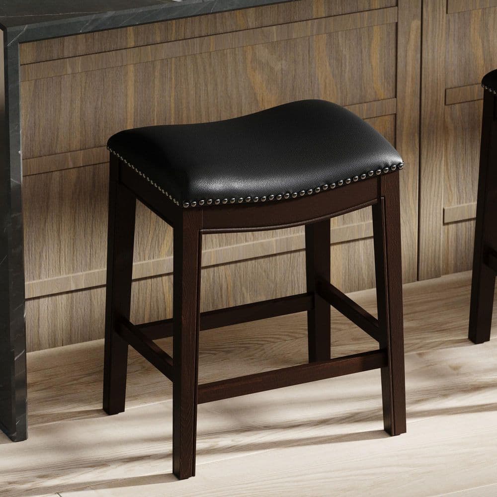 1-Piece 26 in. H Black&Walnut Backless Wood Counter-Height Swivel Bar Stool price history on PriceWatchPro