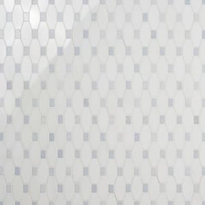 Diapson White Thassos and Blue Celeste 9.75 in. x 10 in. Polished Marble Mosaic Tile (0.67 sq. ft./Sheet)