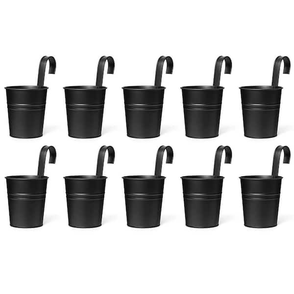 10-Piece Hanging Flower Pots Metal Iron Bucket Planter for Railing Fence Balcony Garden Home Decoration