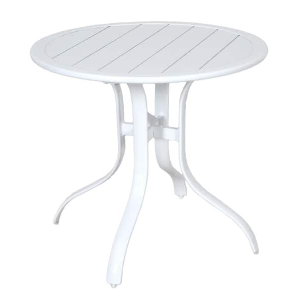 Hampton Bay 30 in. Commercial Aluminum Outdoor Patio Slat Top Bistro Table in White