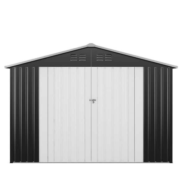 9.1 ft. W x 4.3 ft. D Outdoor Storage Shed, Metal Garden Tool Sheds with Vents, Gray(39.13 sq. ft.)