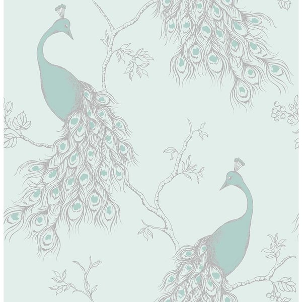 Fine Decor Phasia Seafoam Peacock Paper Peelable Roll (Covers 56.4 sq. ft.)
