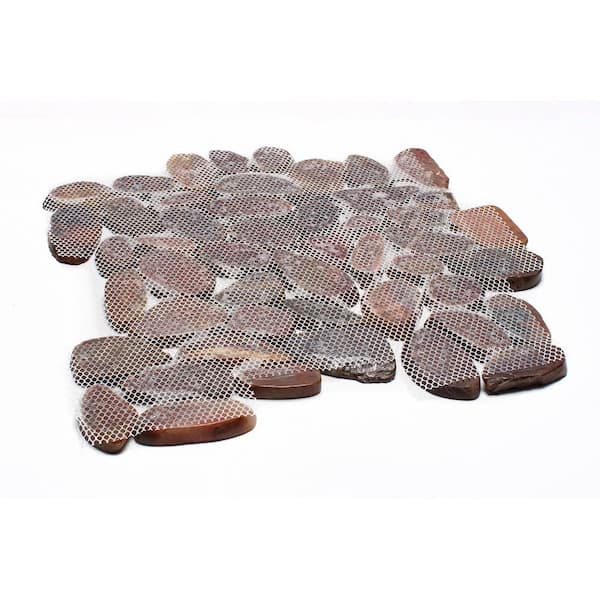 Rain Forest 12 in. x 12 in. Black Sliced High-Polish Pebble Stone Floor and Wall Tile (5.0 sq. ft. / case) Rain Forest 12 in. x 12 in. Black Sliced High-Polish Pebble Stone Floor and Wall Tile (5.0 sq. ft. / case)