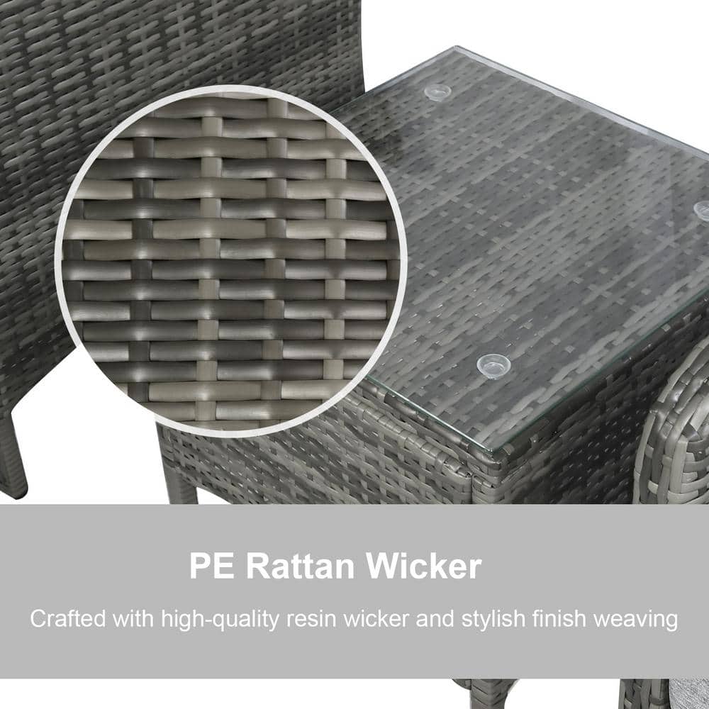 Elysian 5-Piece Grey PE Rattan Outdoor Conversation Set with Cushions