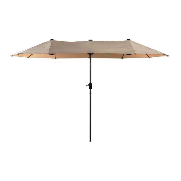 Willit 6.5 ft. x 13 ft. Rectangular Metal Market Patio Umbrella in Beige