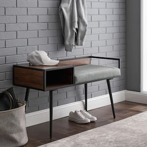 40" Modern Telephone Entry Bench - Brown with Grey Cushion