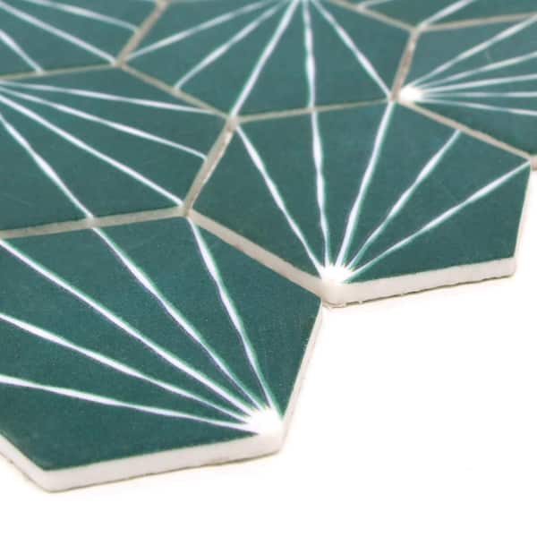 sunwings Concret Green Hexagon 11.7x10.2in. Mosaic Backsplash