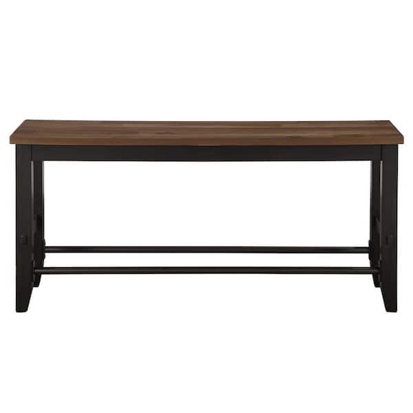 Steve Silver Bermuda Brown and Black Counter Height Bench 54 in.