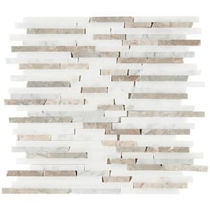 Cracked Joint Random Vanilla 12 in. x 12 in. x 10mm Mosaic Marble Floor and Wall Tile (1 sq. ft./Each)