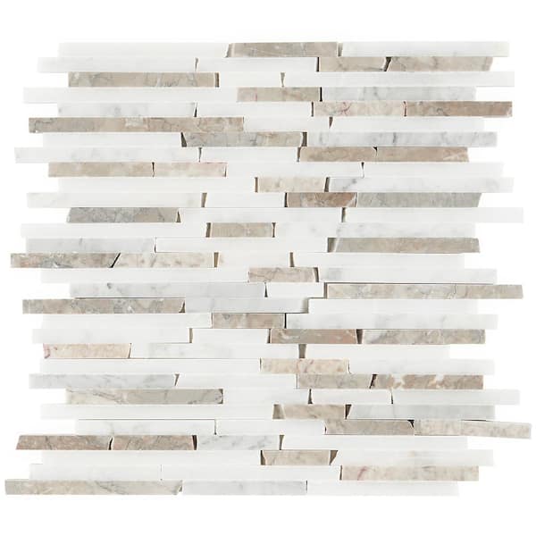 Ivy Hill Tile Cracked Joint Random Vanilla 12 in. x 12 in. x 10mm Mosaic Marble Floor and Wall Tile (1 sq. ft./Each)