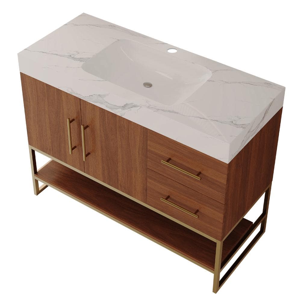 36 in. W x 18.1 in. D x 33.9 in. H Freestanding Bath Vanity in Walnut with Seamless Ceramic Sink & Sintered Stone Top price history on PriceWatchPro
