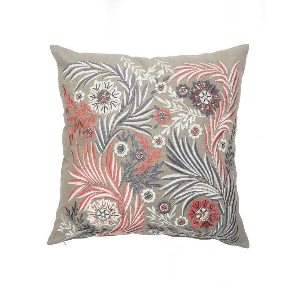 Floral Multicolor Cotton Square Throw Pillow Set