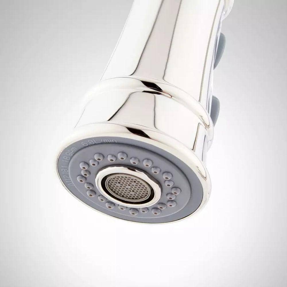 Polished Brass Single-Hole Kitchen Faucet with Pull-out Spray