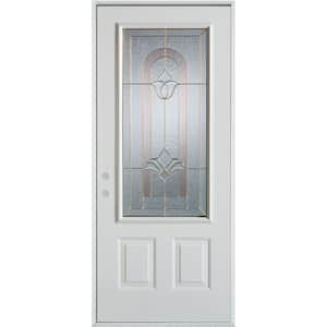 Stanley Doors 32 in. x 80 in. Neo-Deco Zinc Rectangular 1 Lite 2-Panel  Painted White Right-Hand Inswing Steel Prehung Front Door 1532A-A-32-R-Z -  The Home Depot