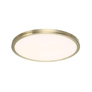 Geos 15 in. 1-Light 2700K Brass LED Flush Mount