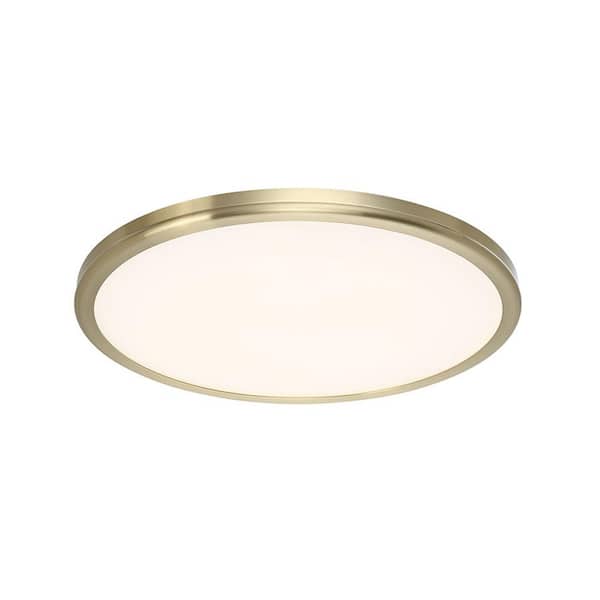 Geos 15 in. 1-Light 3000K Brass LED Flush Mount