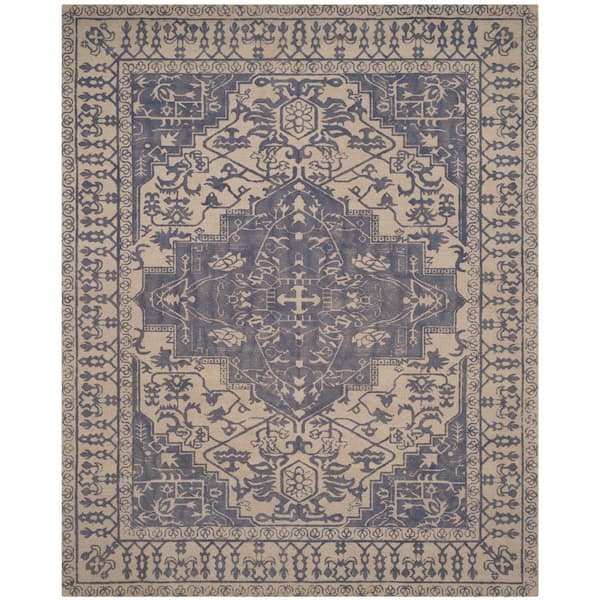 SAFAVIEH Restoration Vintage Blue/Gray 10 ft. x 14 ft. Floral Border Area Rug