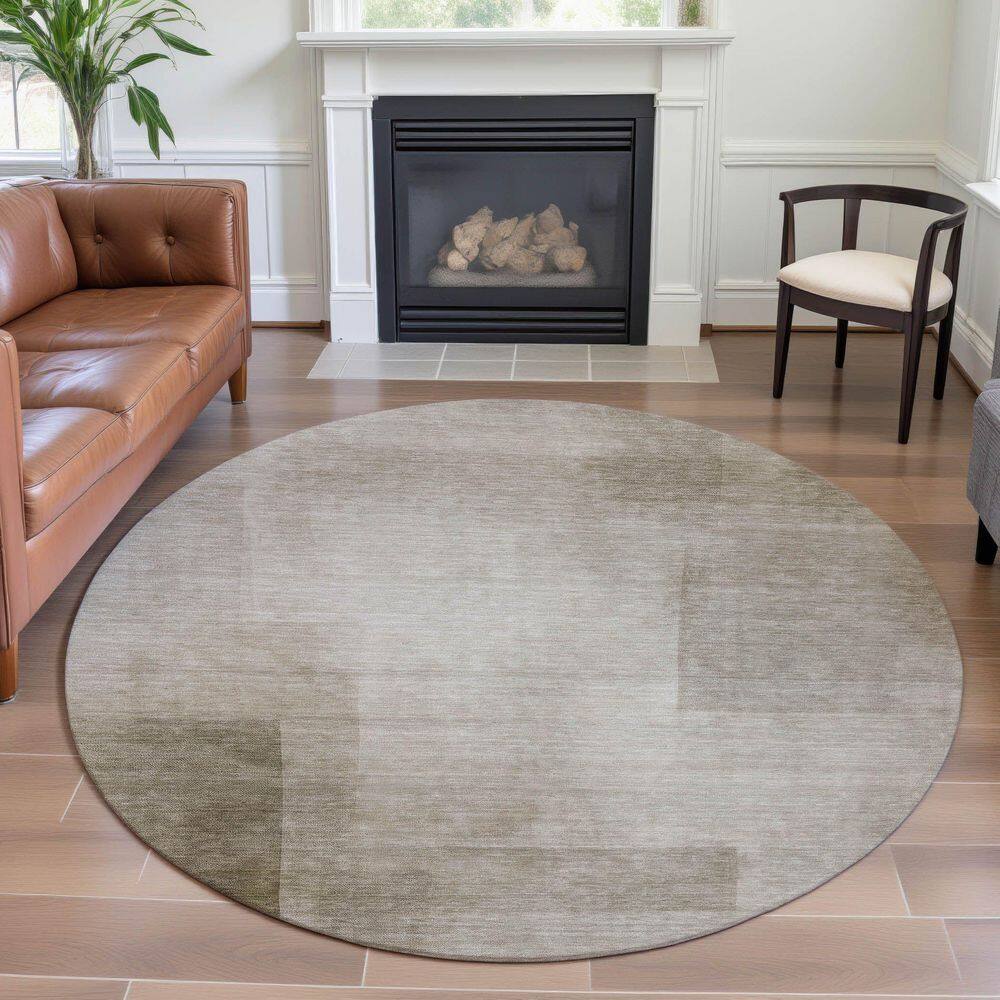 Mayfield Premium Machine Washable Abstract AMF1243 Khaki 8 ft. x 8 ft. Round Rug price history on PriceWatchPro