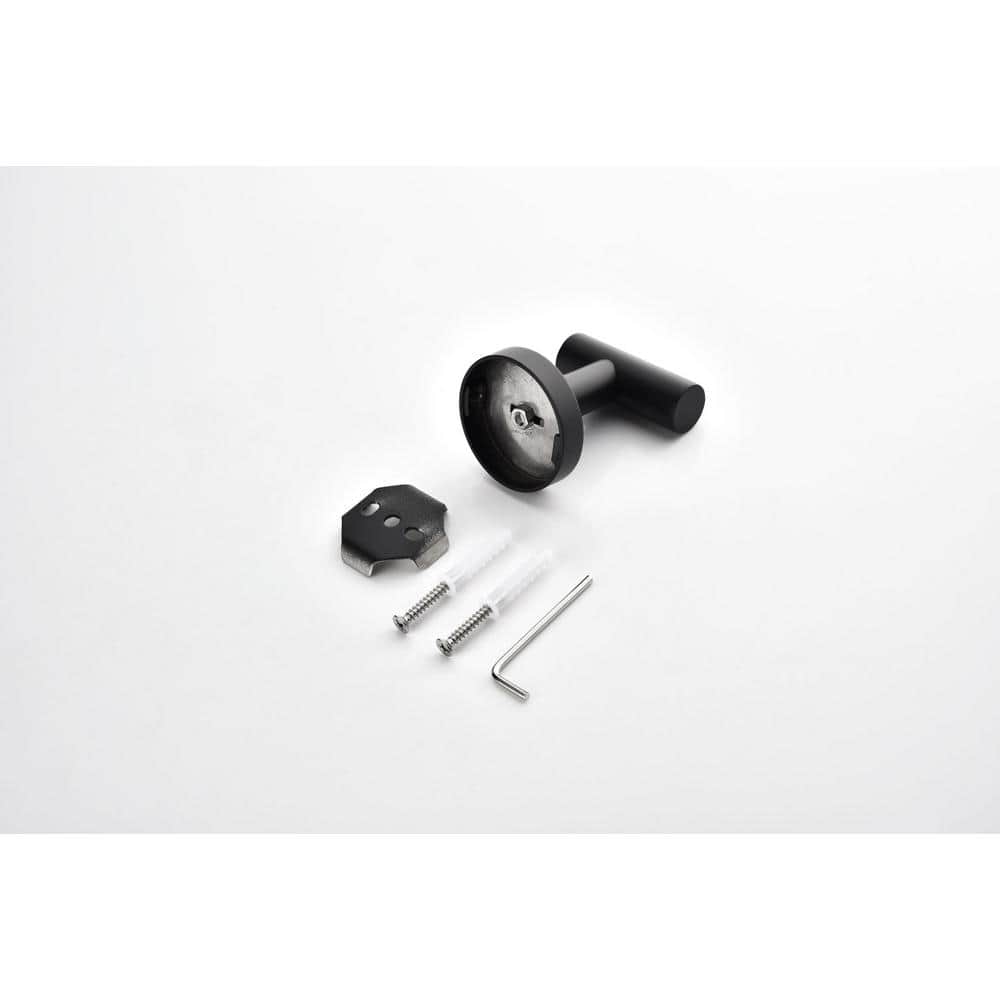 Matte Black Stainless Steel Wall-Mounted Towel Hooks, 6-Pack