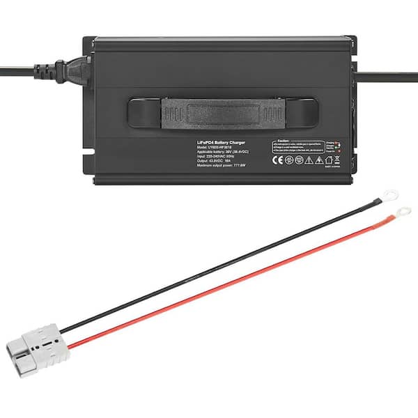 36V 18A Lithium Battery Charger 43. 8V AC-DC LiFePO4 Smart Charger with Anderson Connector LED Indicator 0V Activation