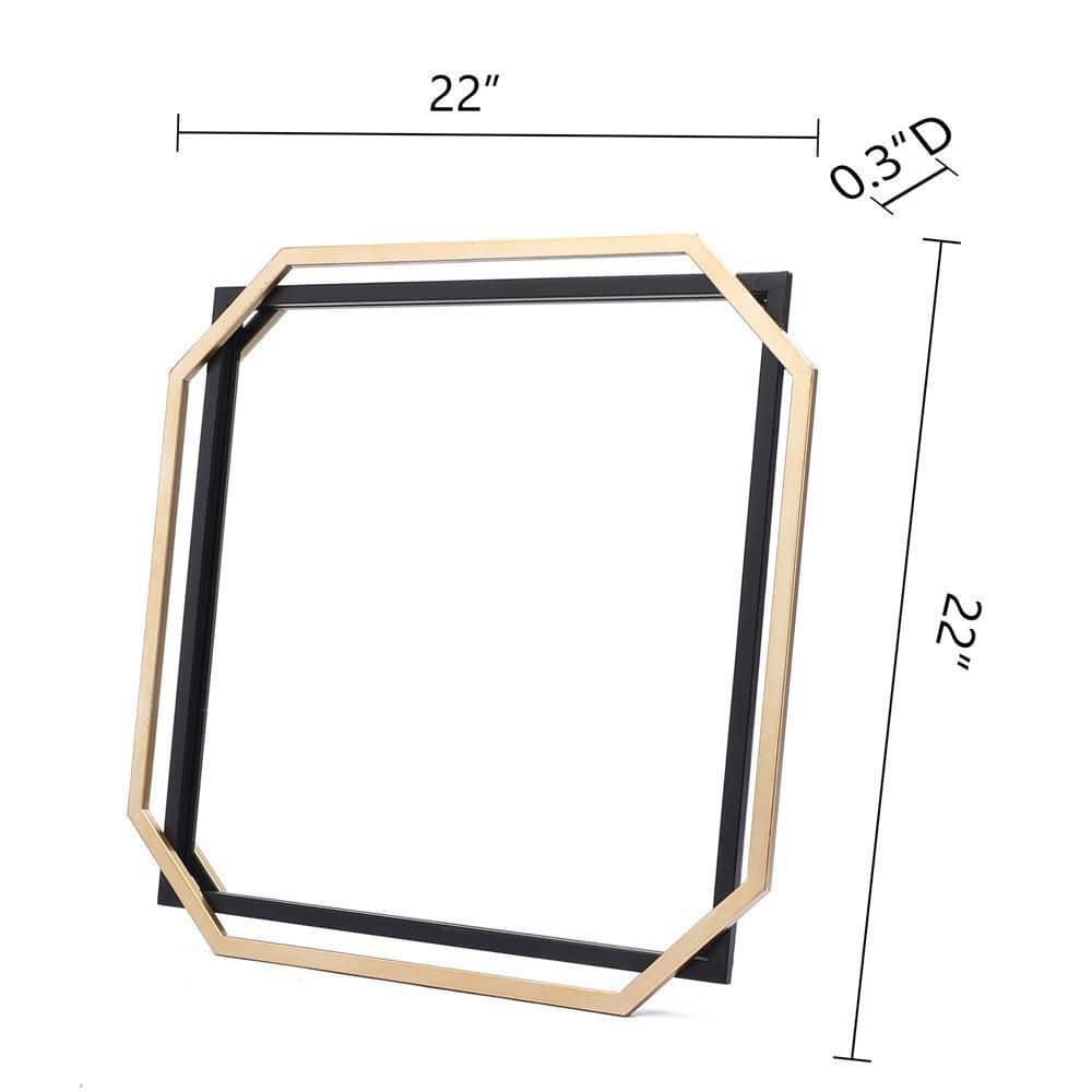 Square Gold and Black Metal Floating Frame Wall Mirror