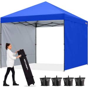 10 ft. x 10 ft. Blue Instant Pop Up Canopy Tent with 2 Removeable Sidewalls