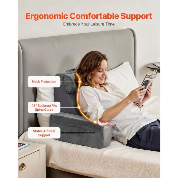 SKYSHALO Reading Pillow, Backrest Support Pillow with Arm and