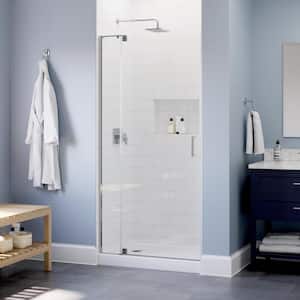 Wilder 30 in. to 36 in. Frameless Pivot Shower Door in Chrome with 1/4 in. (6 mm) Tempered Clear Glass