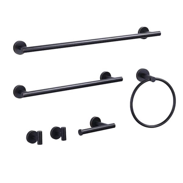 6- Piece Wall Mount Bath Hardware Set with Towel Ring Toilet Paper Holder Towel Hook and Towel Bar in Oil Rubbed Bronze