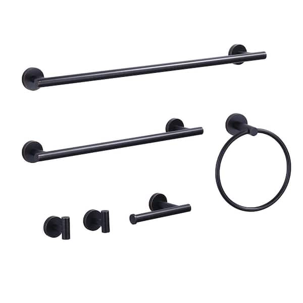 WOWOW 6- Piece Wall Mount Bath Hardware Set with Towel Ring Toilet Paper Holder Towel Hook and Towel Bar in Oil Rubbed Bronze