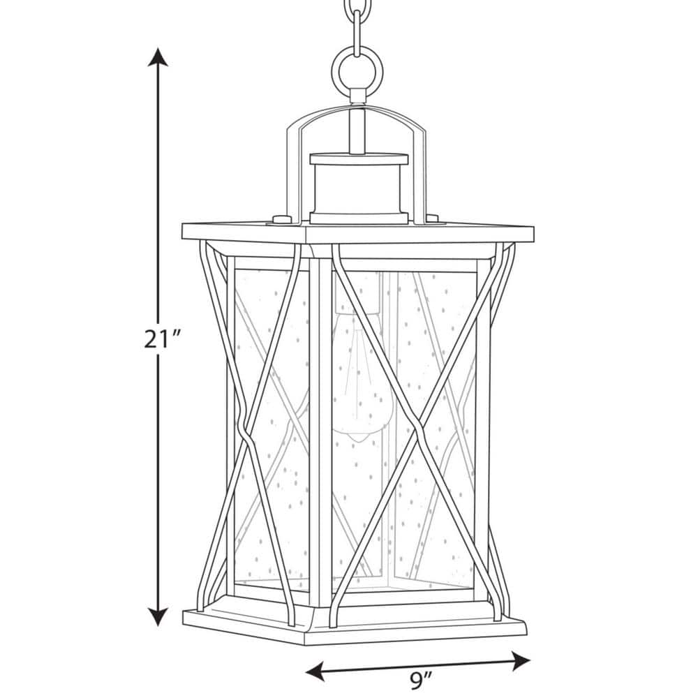 Barlowe Antique Bronze Farmhouse Hanging Lantern with Seeded Glass