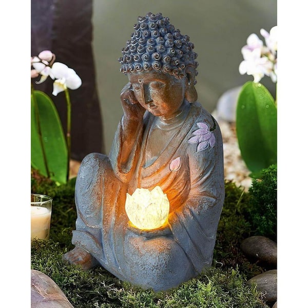 Solar Lotus Light Buddha Statue (IP65)-Outdoor Zen Garden/Patio