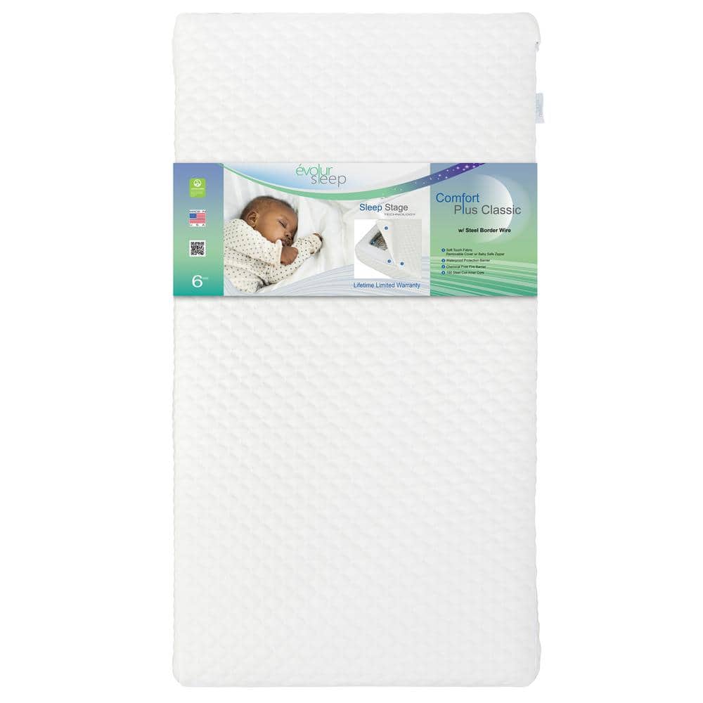 Evolur Sleep Comfort Plus Classic 150 Coil Inner Spring Crib And Toddler Mattress I GreenGuard Gold Certified -  EV-860