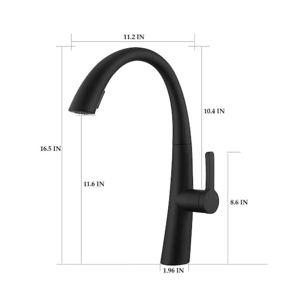 Single Handle Pull Out Sprayer Kitchen Faucet in Matte Black