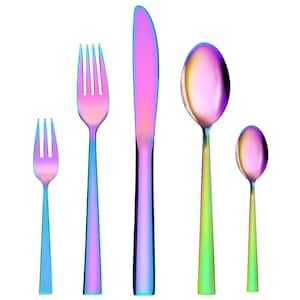 30-Piece Colorful 18/8 Stainless Steel Flatware Set Knife Fork Spoon Set (Service for 6)