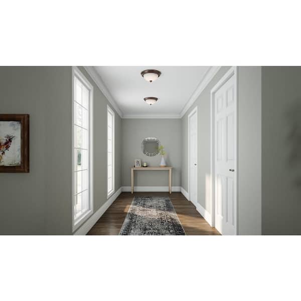 13 in. 2-Light Oil Rubbed Bronze Flush Mount with Frosted Glass Shade (2-Pack)