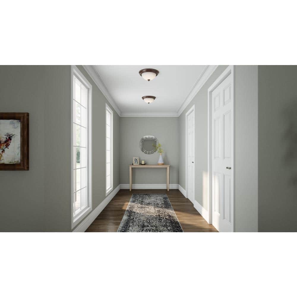 13 in. Oil Rubbed Bronze Dome Flush Mount with Stained Glass Shade